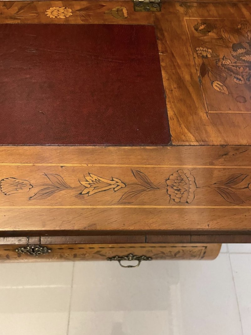 Outstanding Quality 18th Century Antique Dutch Marquetry Inlaid Burr Walnut Bureau Bookcase - Image 16